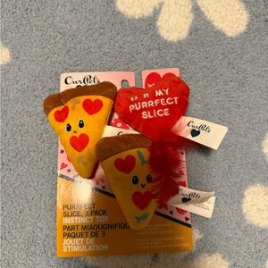 Heart Pizza Cat Toys - Brown and Red